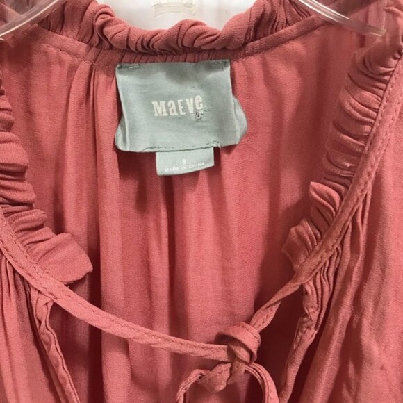 Anthropologie Maeve Liesel Fairy Ruffled Blouse Top Flowy Boho Loose Shirt PinkS - Picture 4 of 15